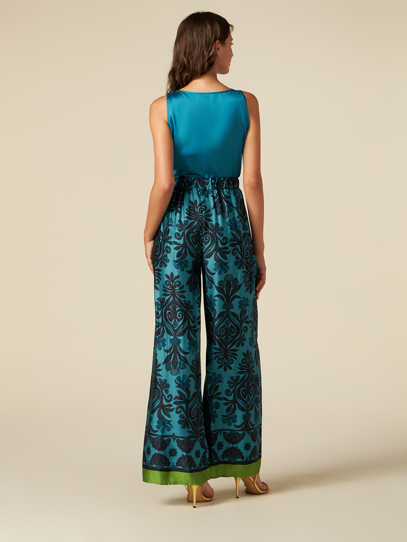 Pantalon large en satin de viscose respectueux de l&rsquo;environnement image number 1