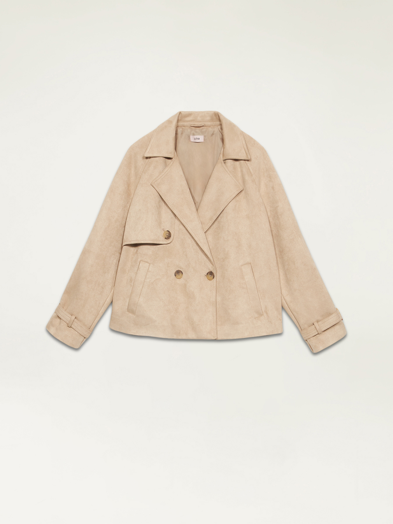 Short double-breasted trench coat image number 3