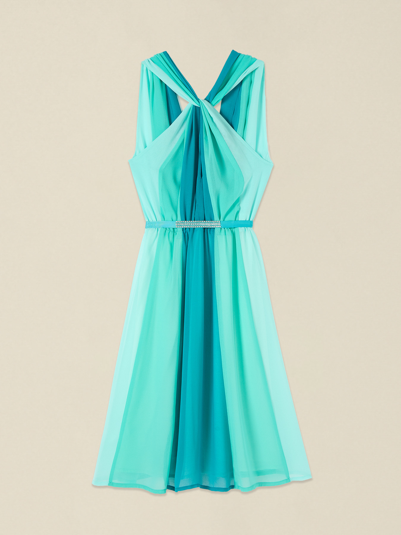 Flare dress in georgette with draping image number 3