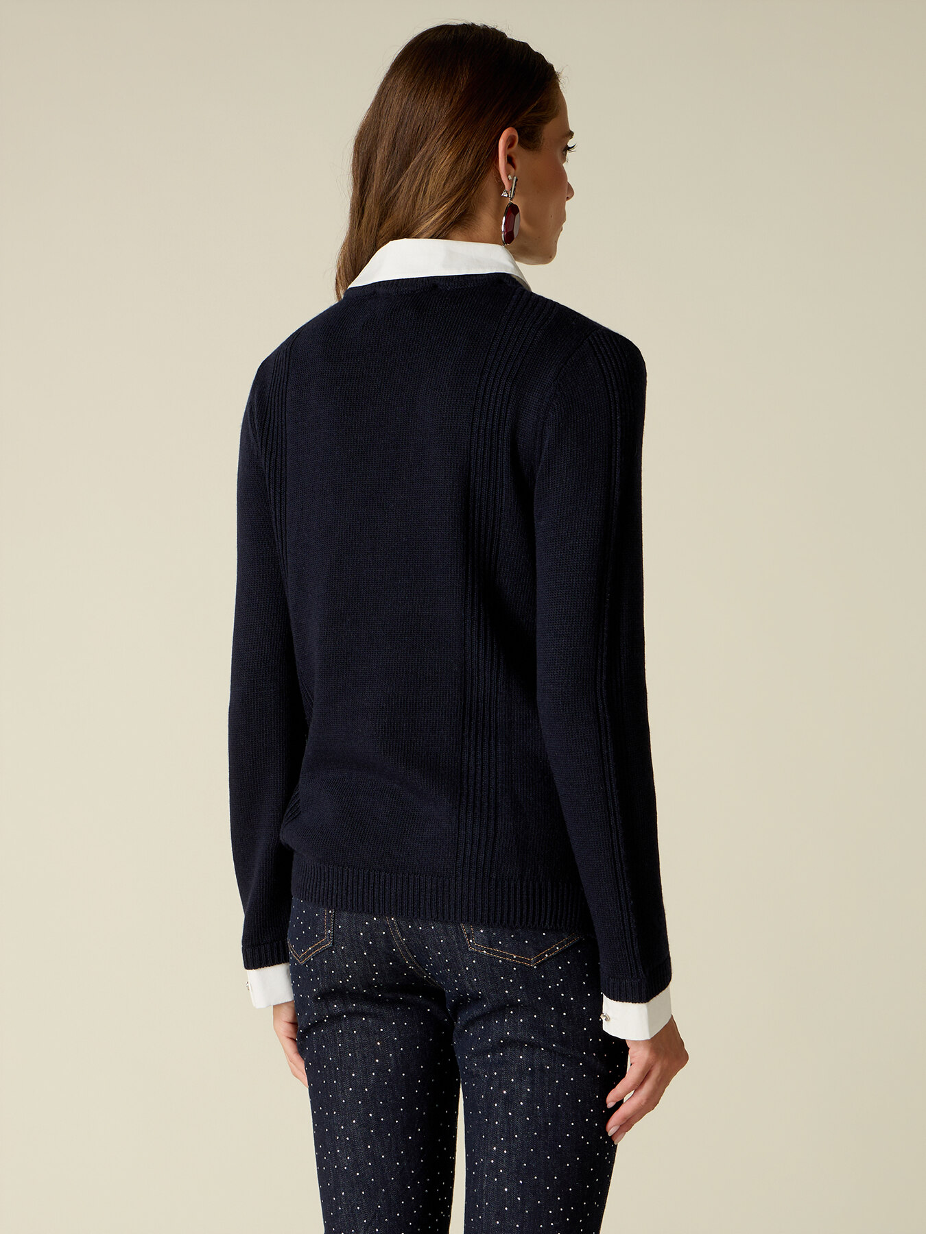 Cashmere-blend sweater with shirt details image number 1
