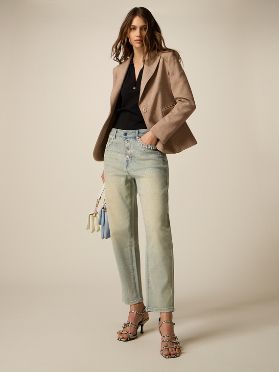 Boyslim stone bleached jeans with jewel embellishments