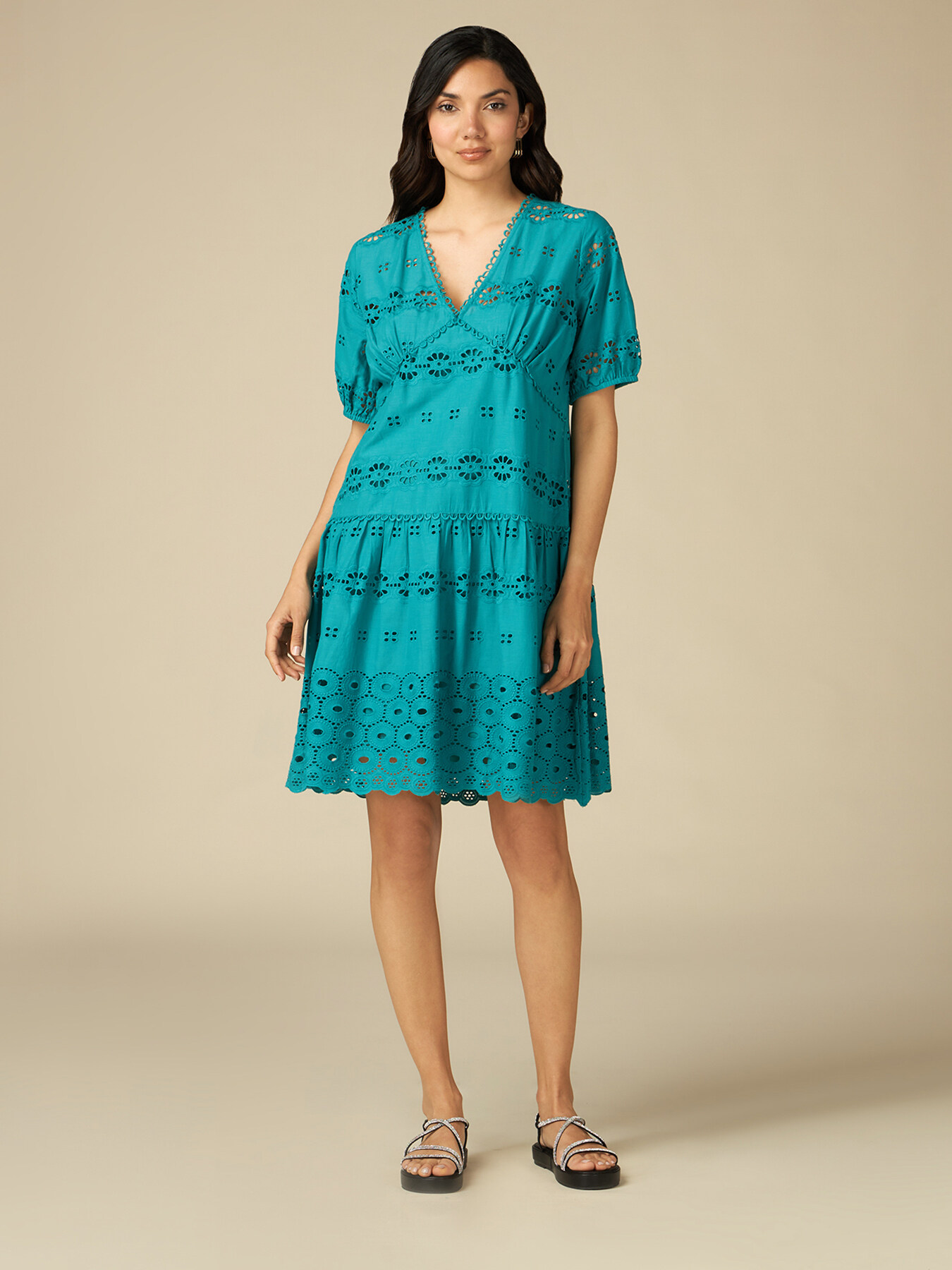 Midi broderie anglaise dress image number 3