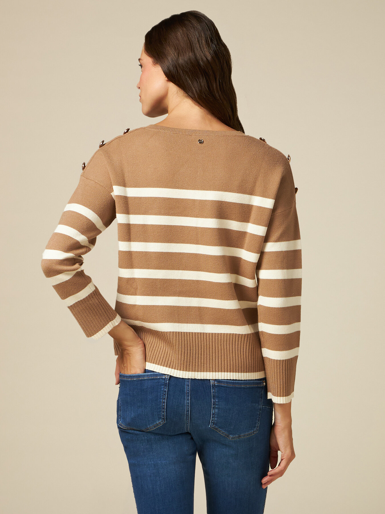 Maglia a righe con bottoni army image number 1