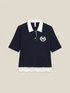 Tricou polo cu broderie și dantelă image number 3