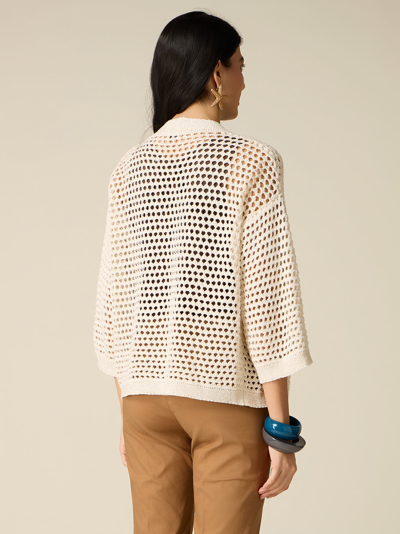 Durchbrochene Strickjacke aus Baumwollmischung image number 1