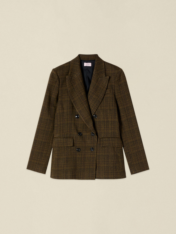 Double-breasted check blazer