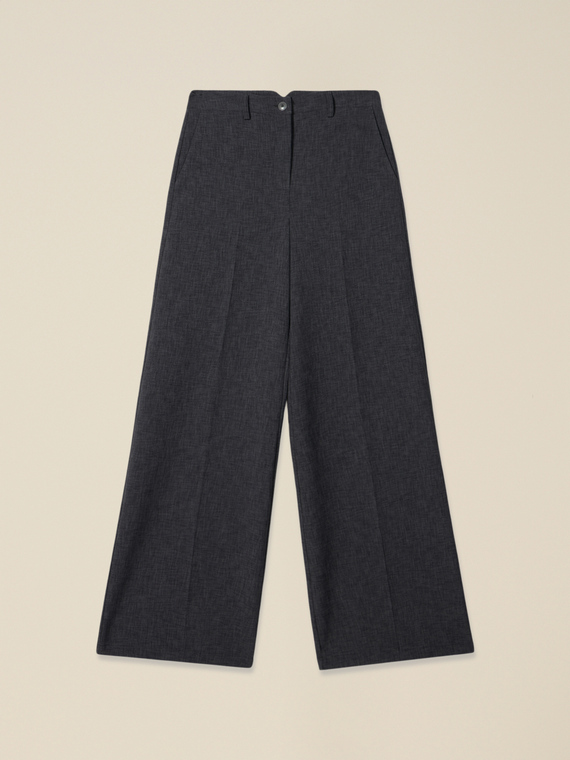 Cropped wide flannel trousers
