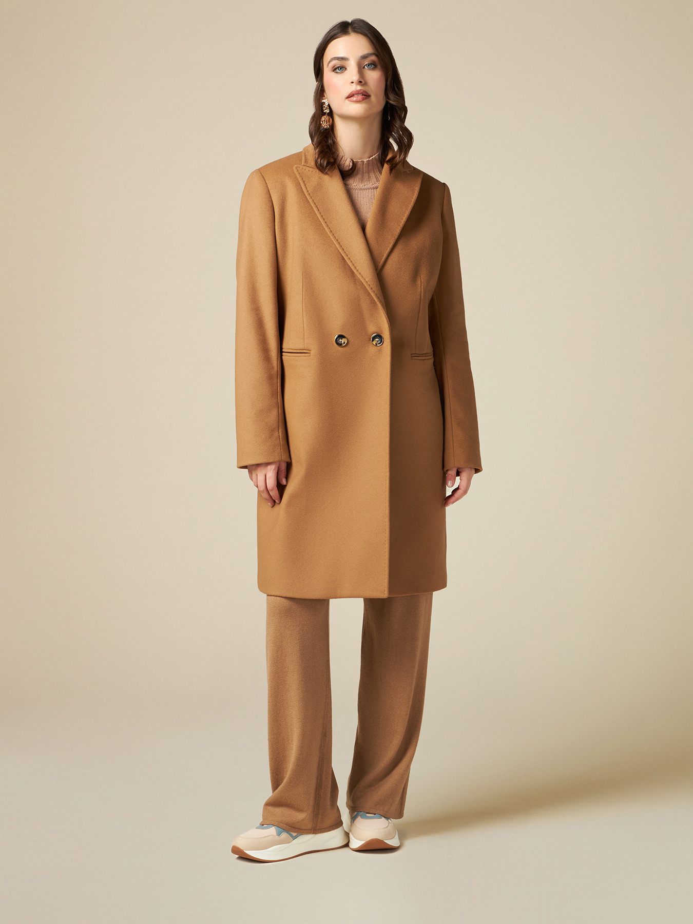 Manteau en drap de laine m&eacute;lang&eacute; image number 0