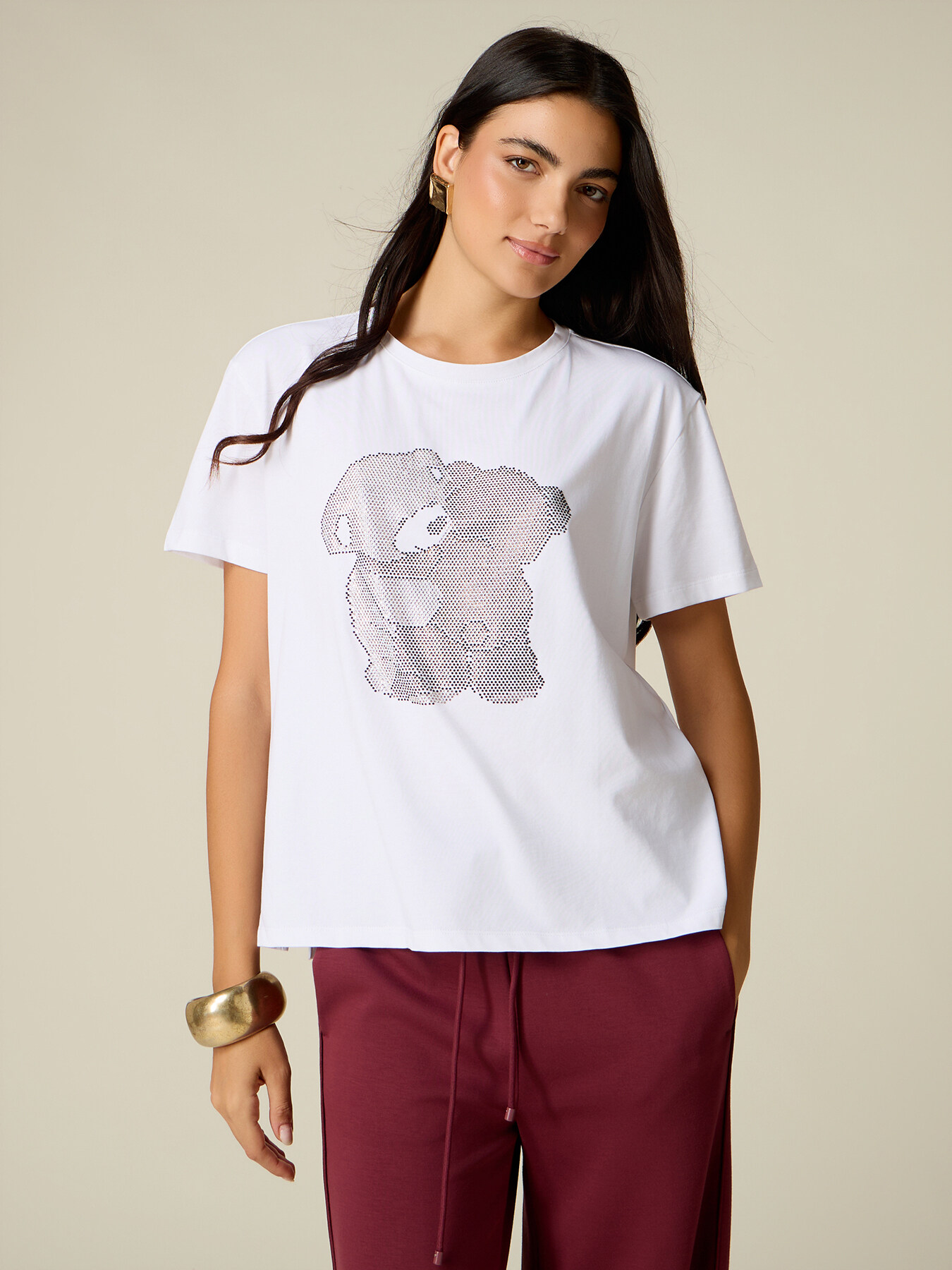 Jersey t-shirt with micro crystals image number 0