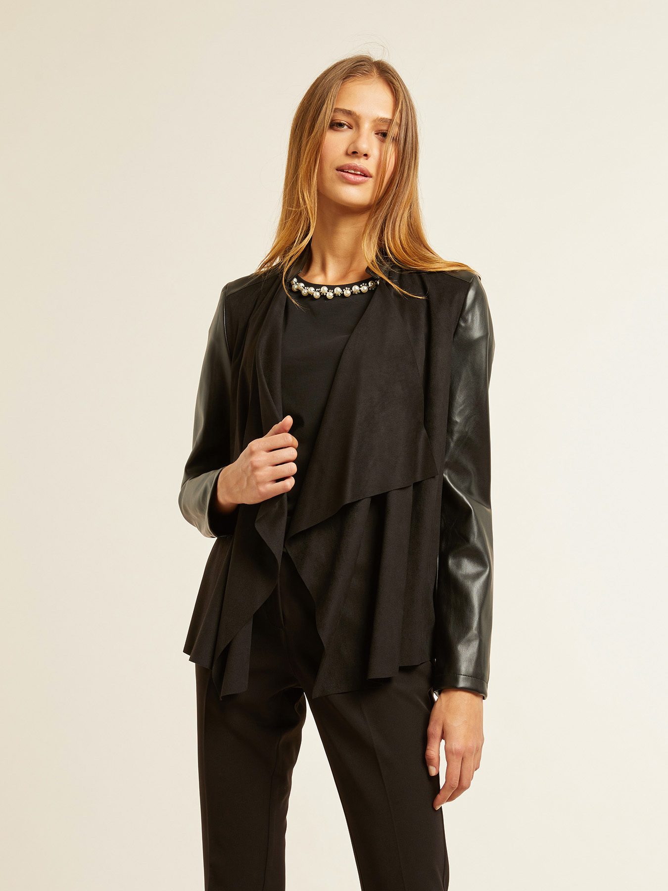 Veste bi-mati&egrave;re effet cuir image number 1