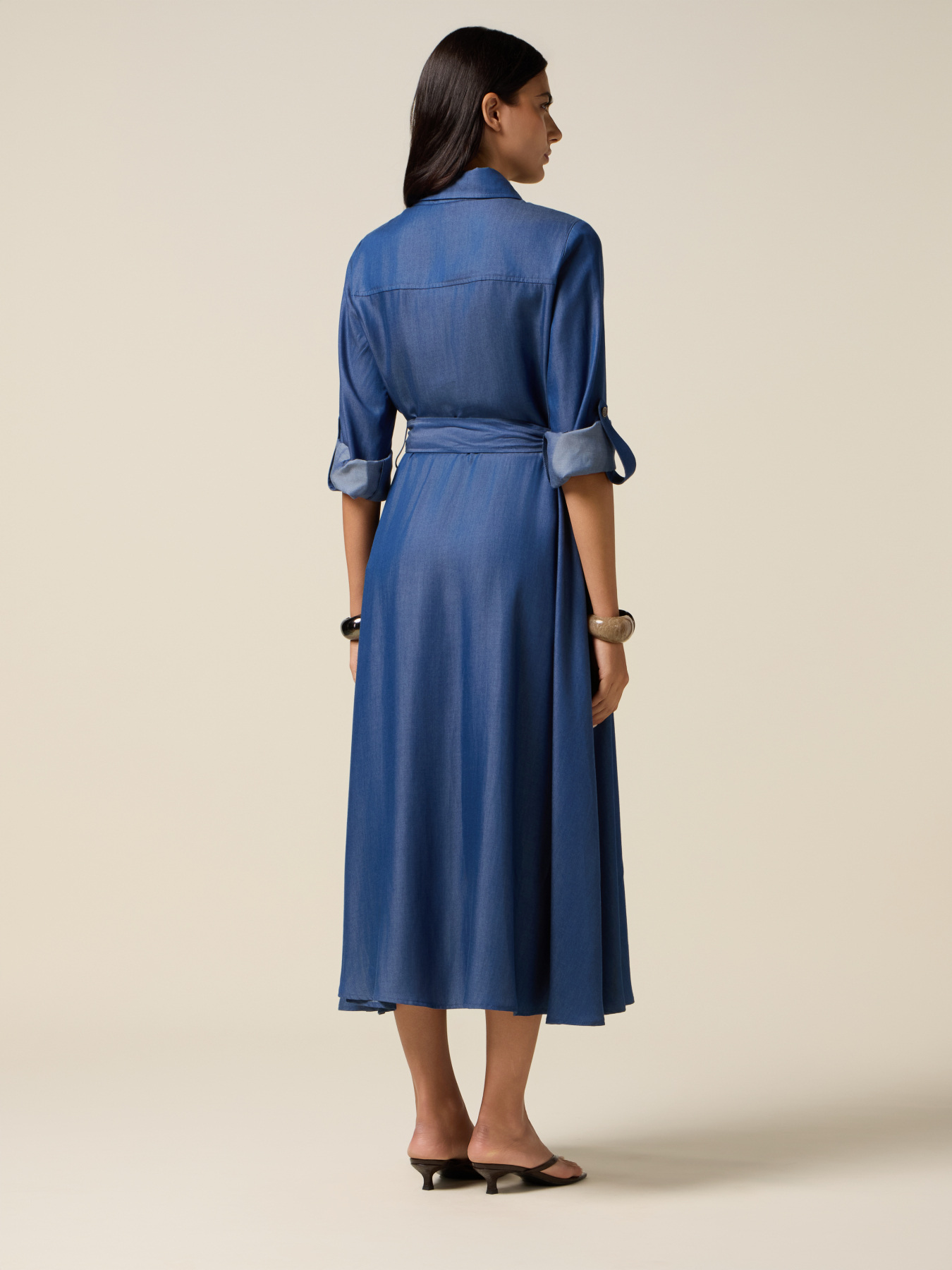 Denim-effect Tencel shirt dress image number 1