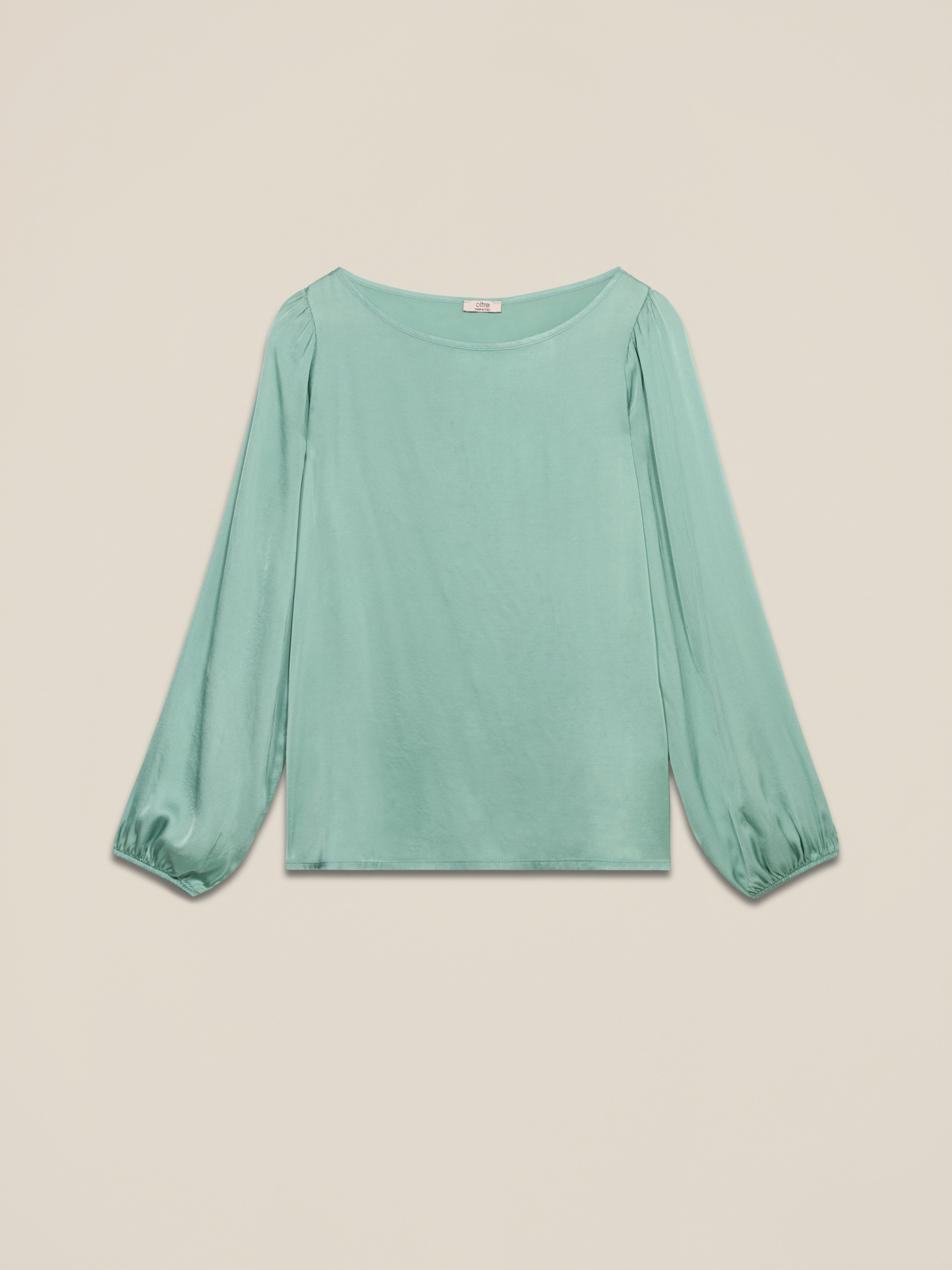 Long-sleeved blouse in viscose satin image number 3