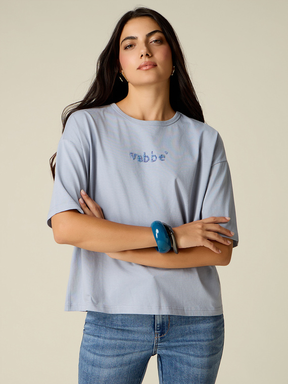 T-Shirt mit Buchstaben-Stickerei