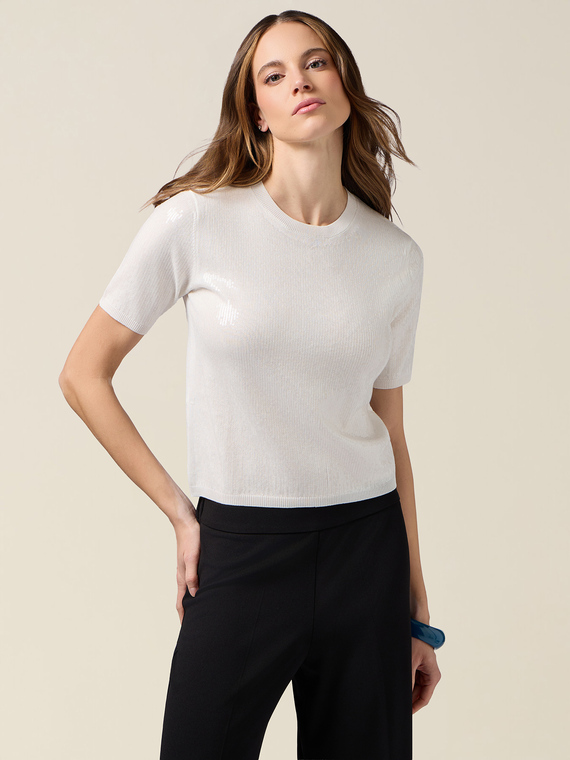 Mixed viscose sweater with sequins