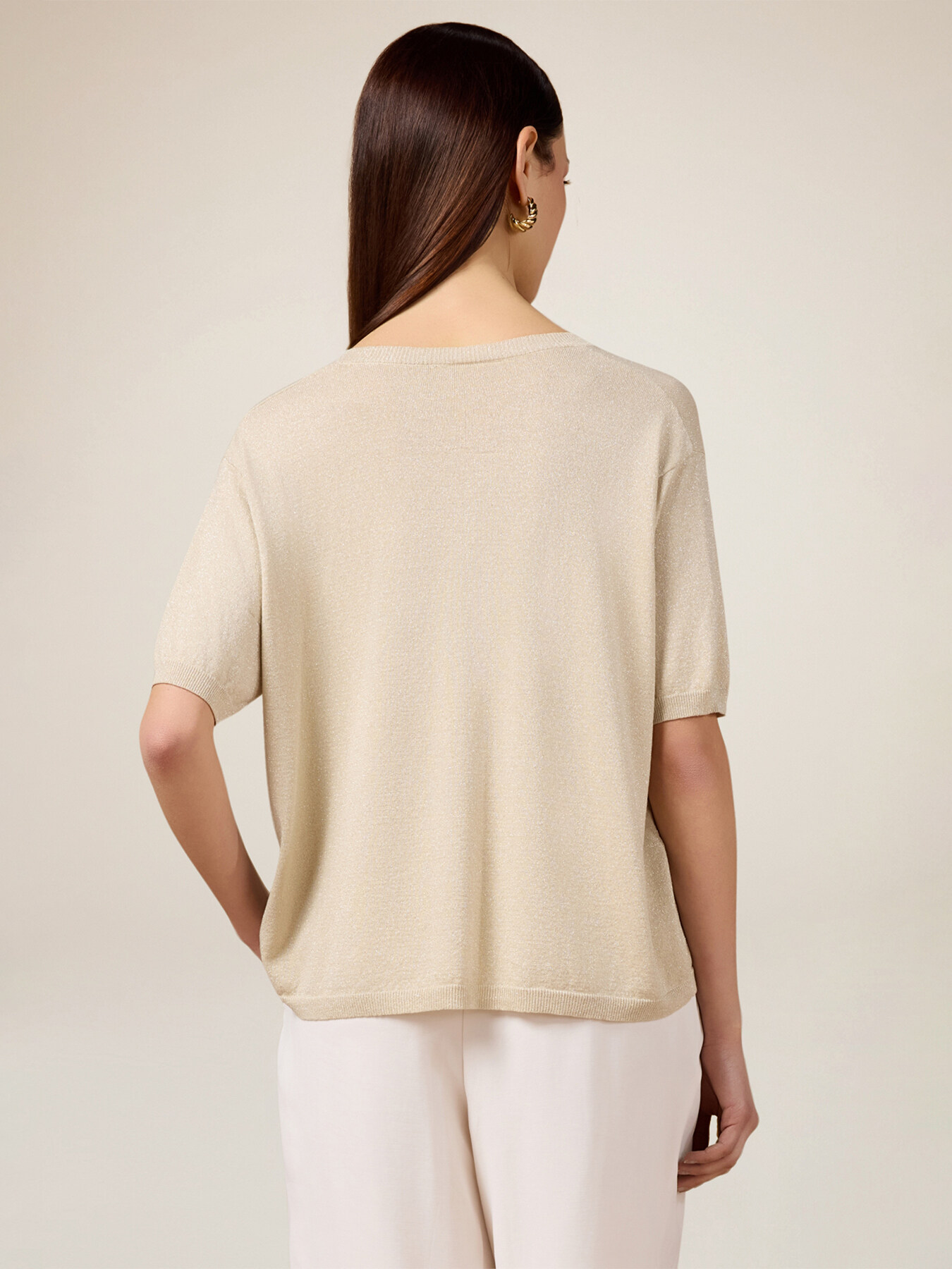 V-neck lurex sweater image number 1