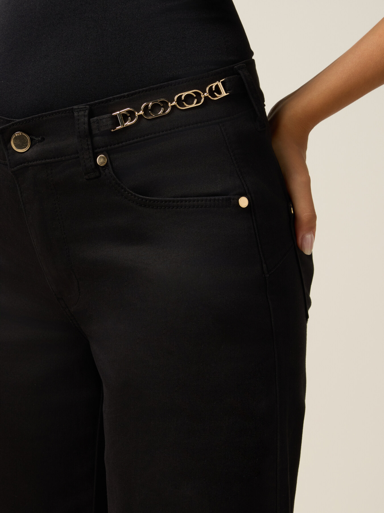 Kick flare pants with chain detail image number 2