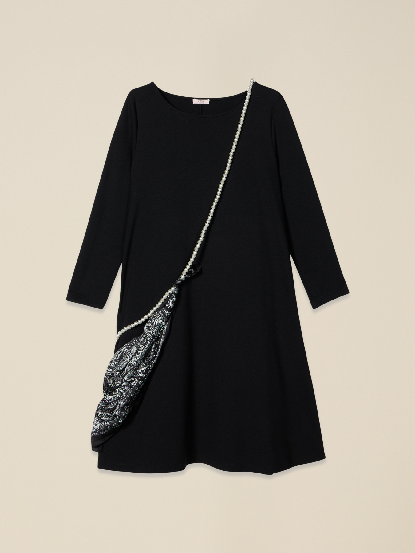 Flared dress with scarf detail image number 3