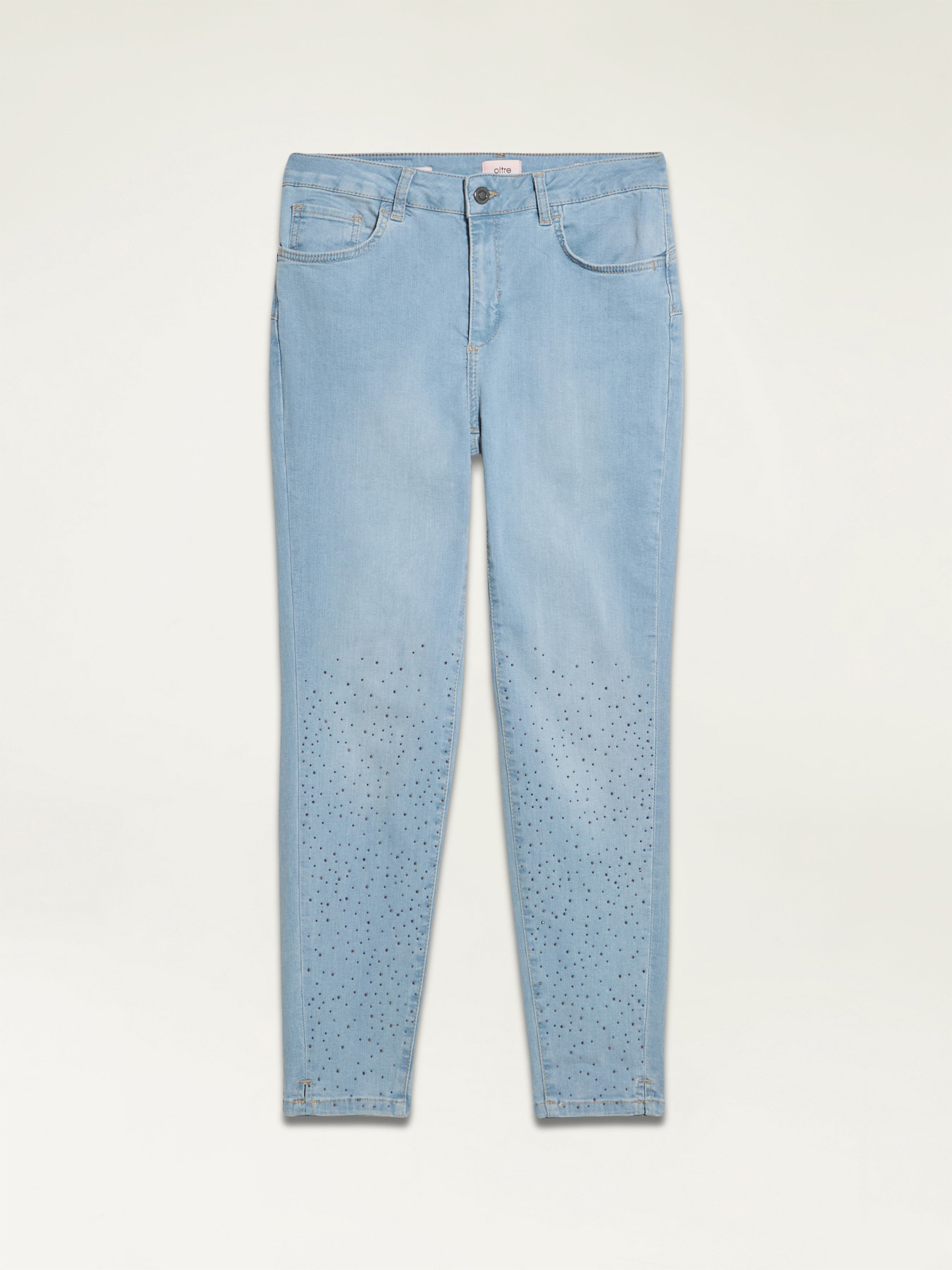 Eco-friendly stone bleached skinny jeans with small studs image number 0