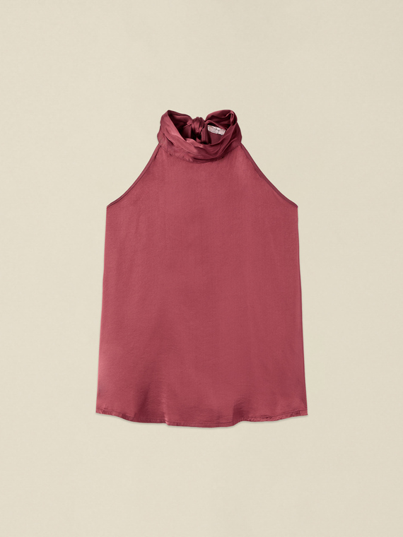 Halter neck top in viscose satin