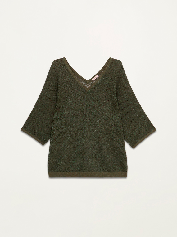 Openwork lurex sweater