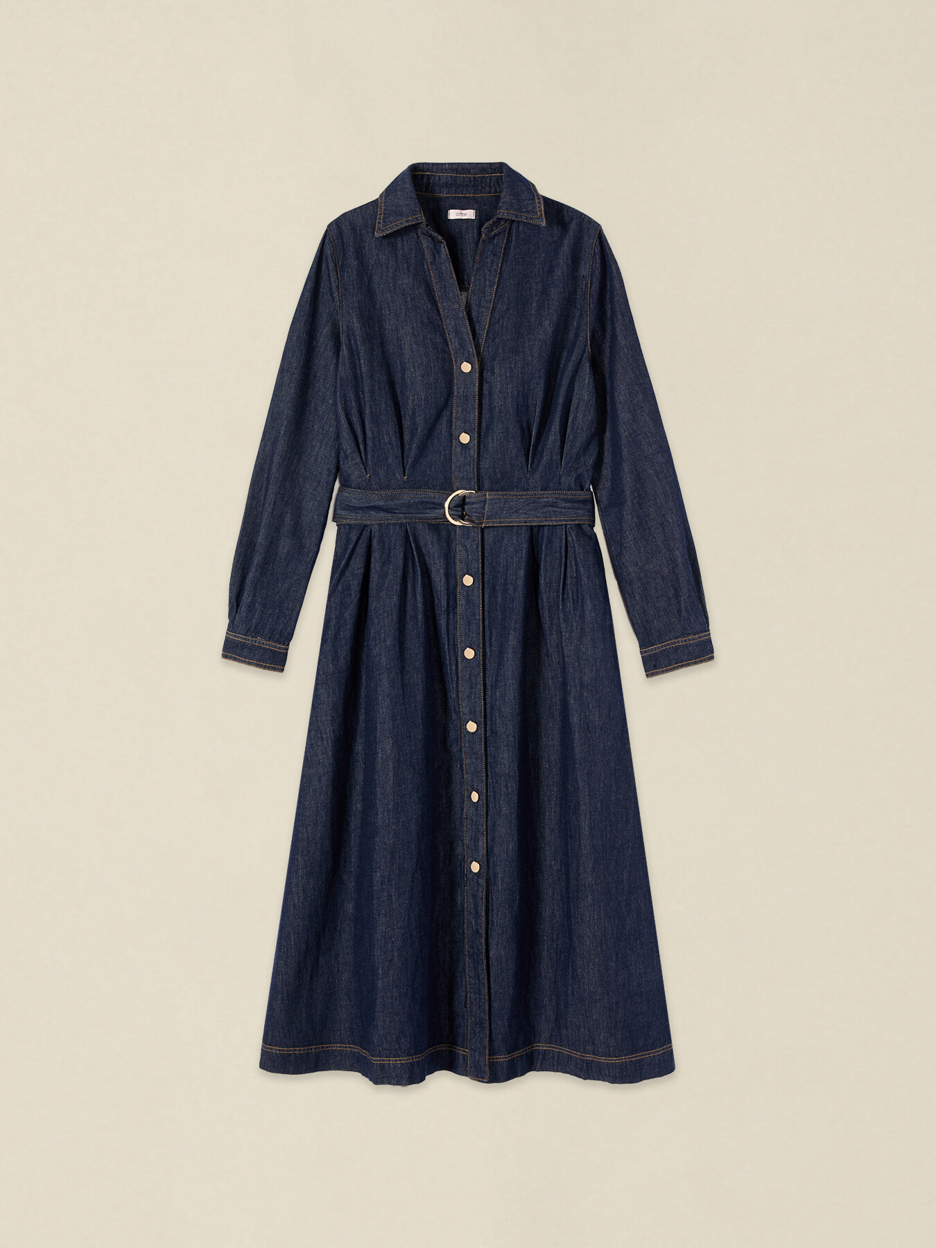 Robe chemise en denim avec ceinture image number 3