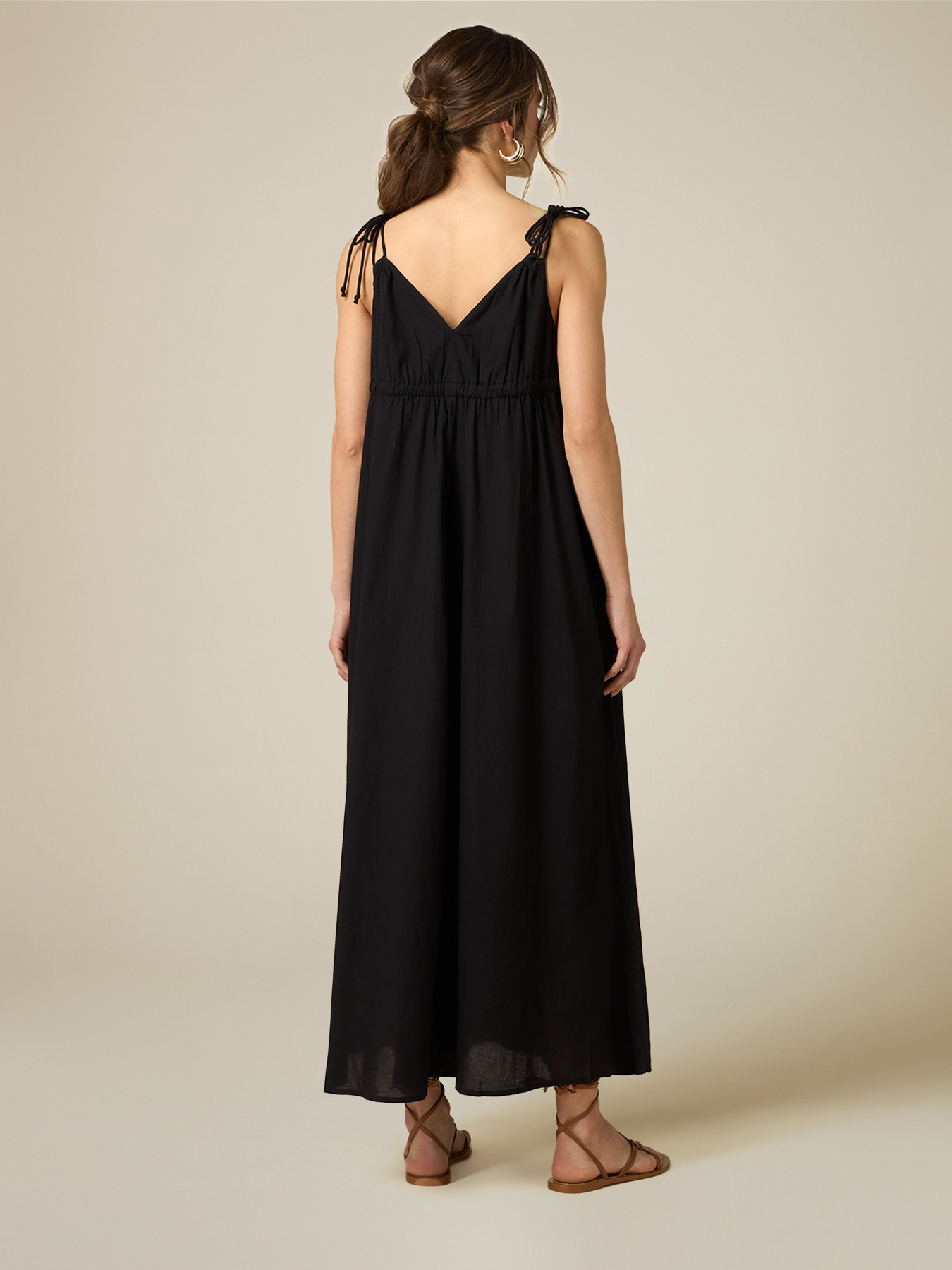 Long cotton dress with embroidery image number 1