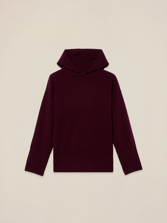 Hooded sweater in pure wool
