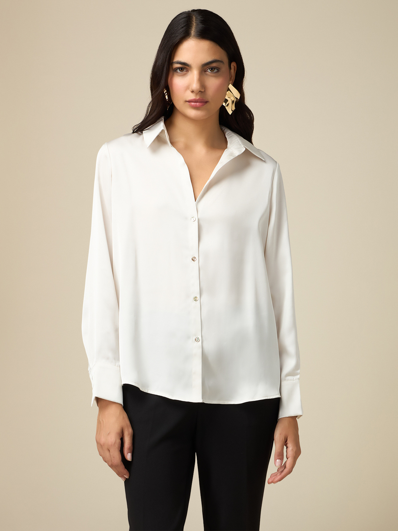 Chemise unie en satin image number 0