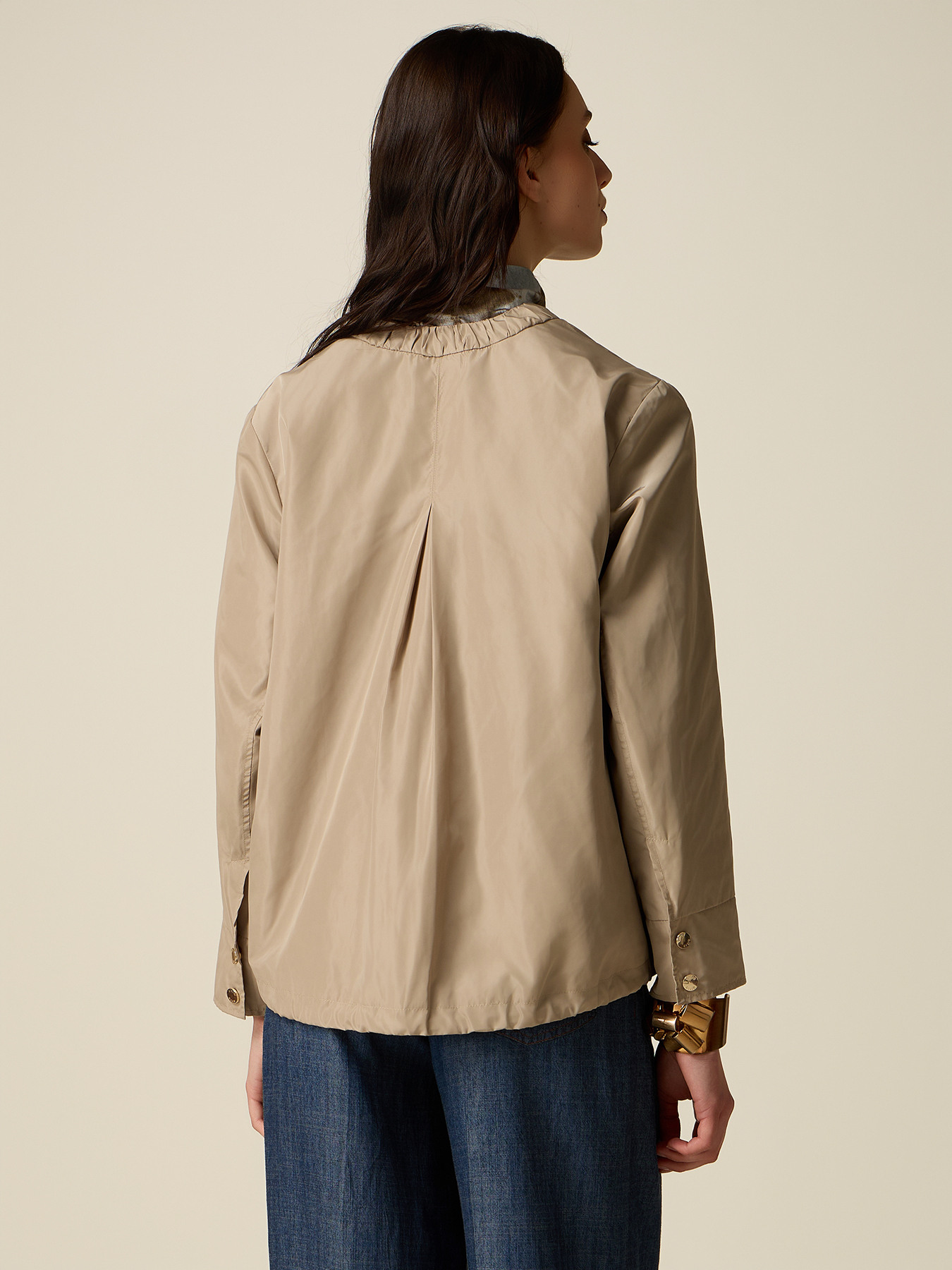 Nylon jacket with gathered collar image number 1
