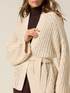 Mixed wool perforated cardigan with crystals and belt image number 2