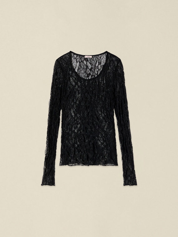 T-shirt manches longues en dentelle