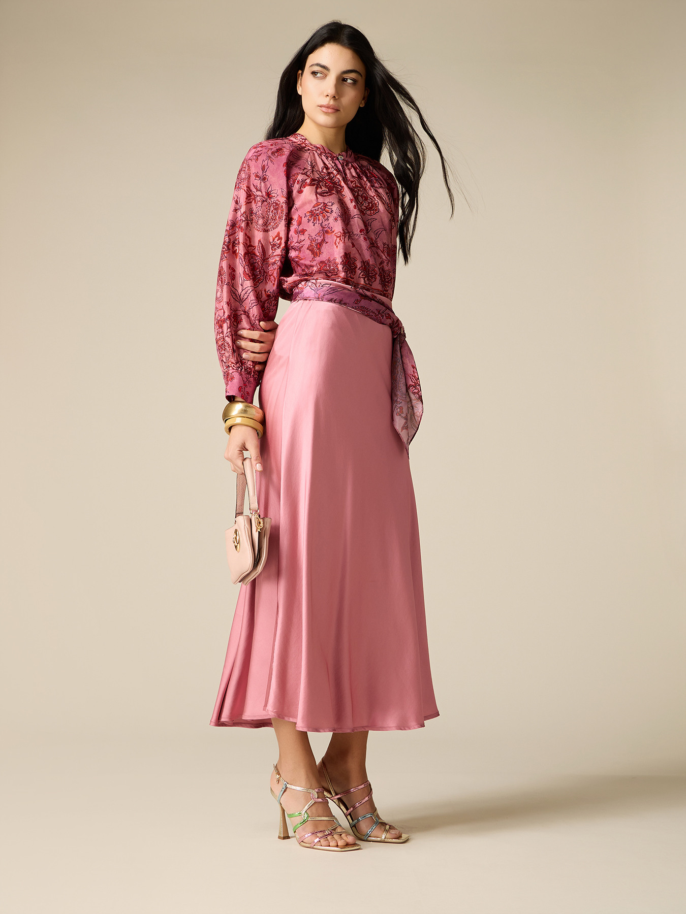 Viscose satin skirt image number 0