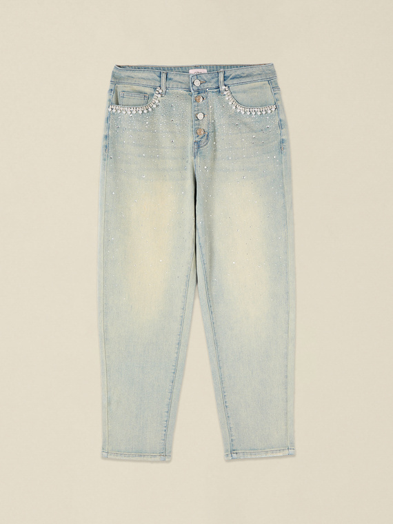 Boyslim stone bleached jeans with jewel embellishments