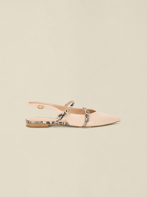 Pointed-toe ballet flats with straps