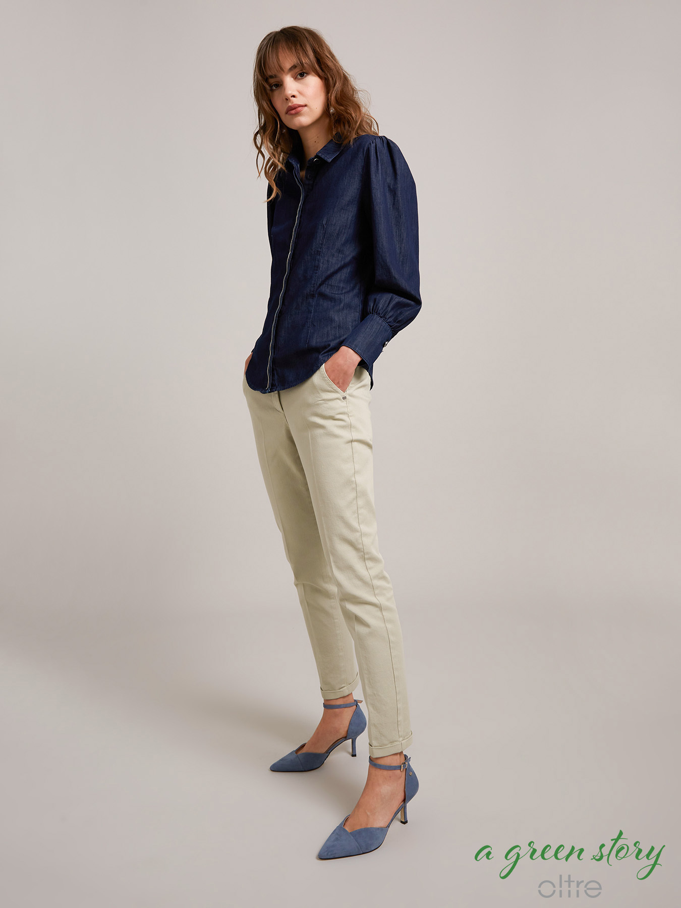Green cotton-blend Madrid chinos image number 0