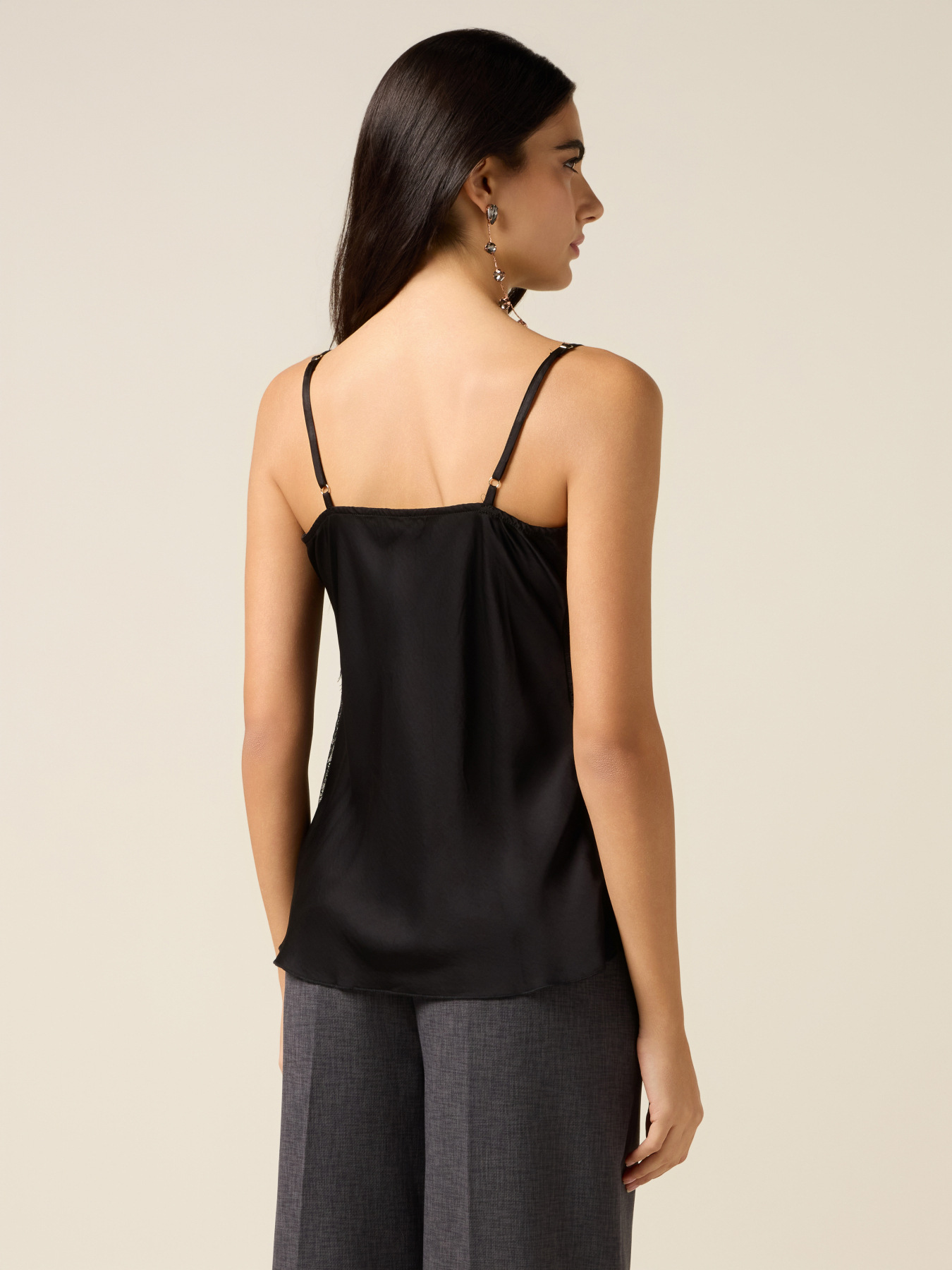 Top din satin cu dantelă image number 1