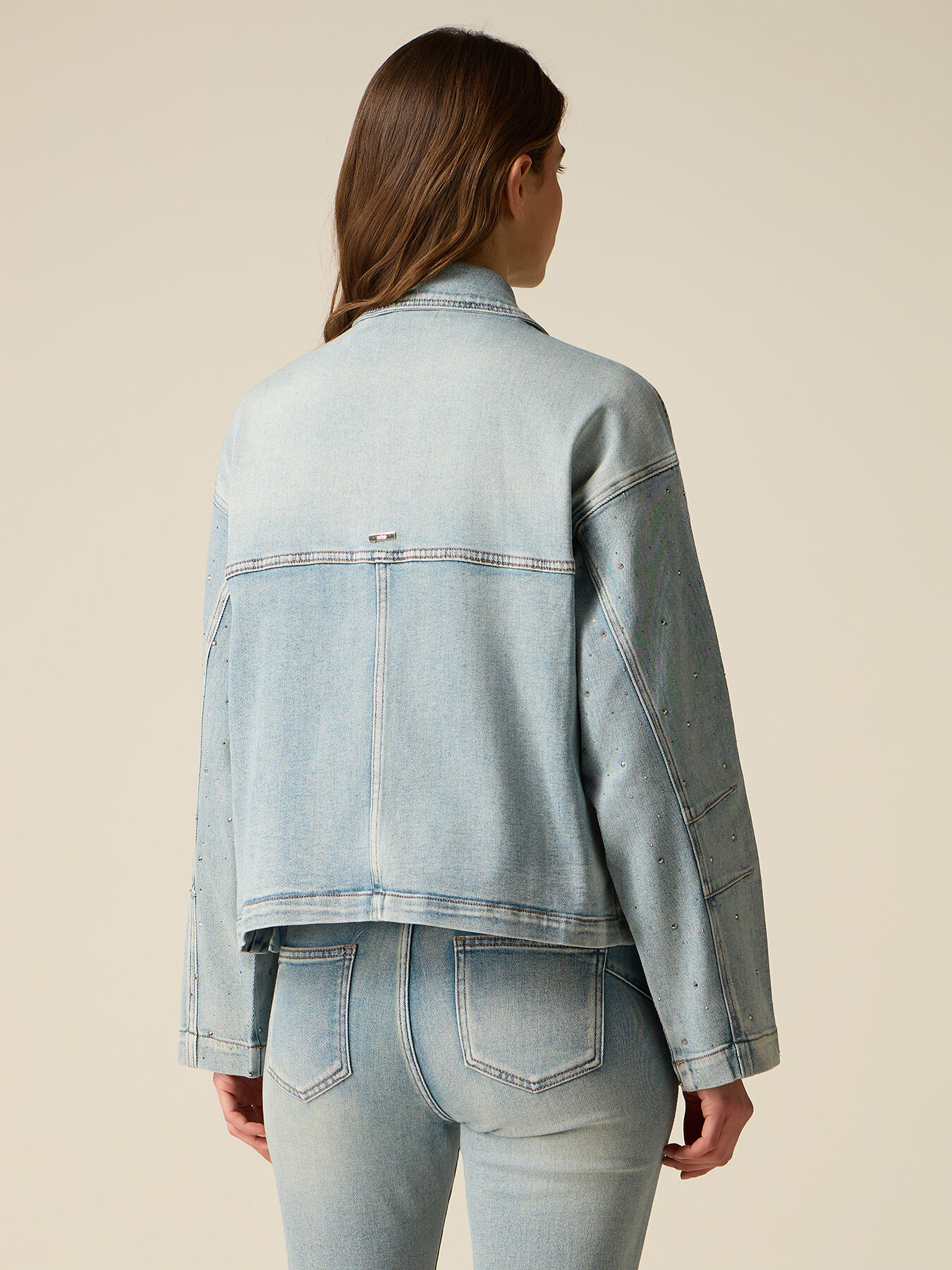 Giubbotto in denim con cristalli image number 1