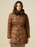 Midi down jacket with belt and furry collar image number 0
