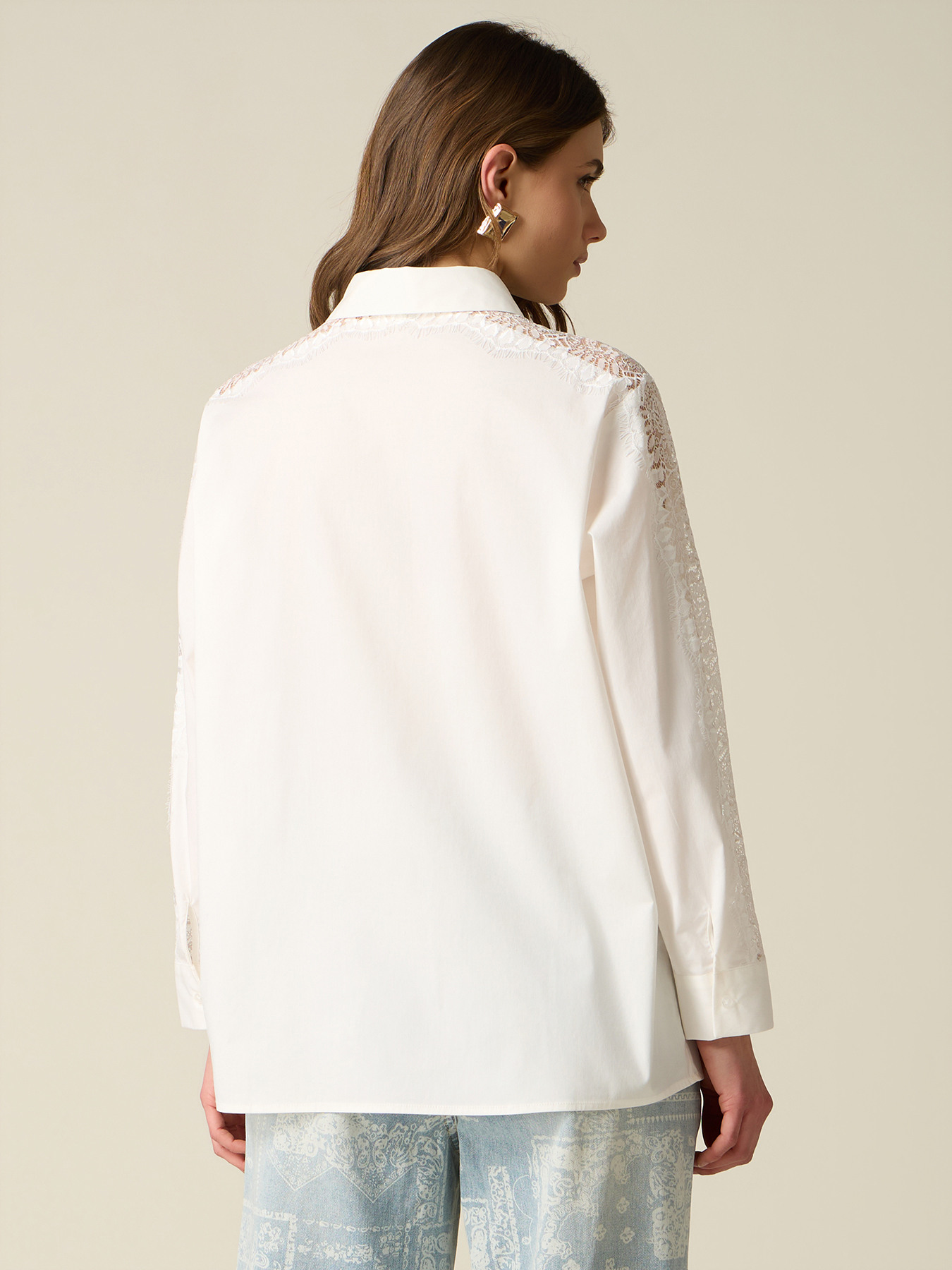 Shirt with lace insert image number 1