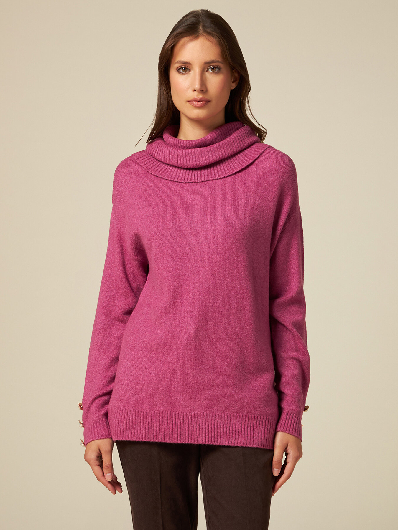 Pull de laine m&eacute;lang&eacute;e avec boutons bijou image number 0