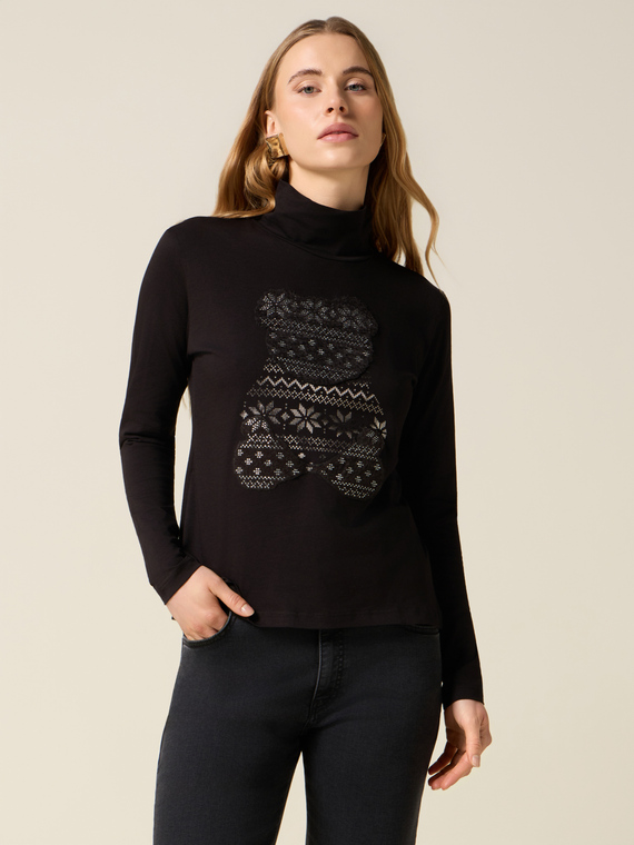 Turtleneck t-shirt with print