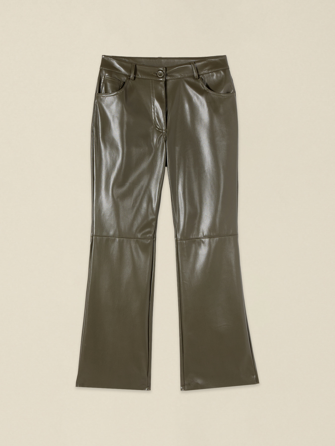 Flare trousers in coated fabric image number 4