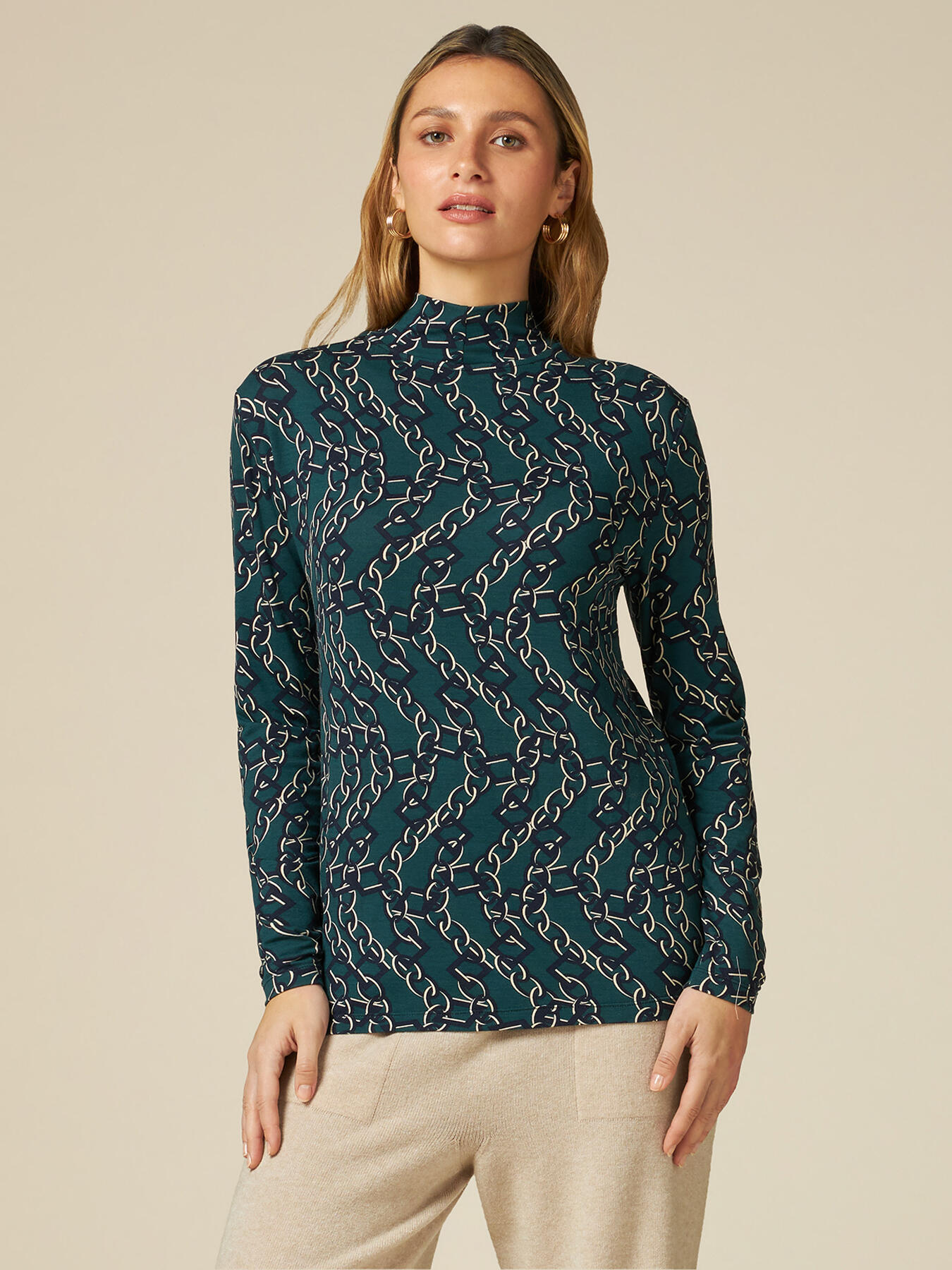 Bedrucktes T-Shirt mit Stehbund-Kragen image number 0