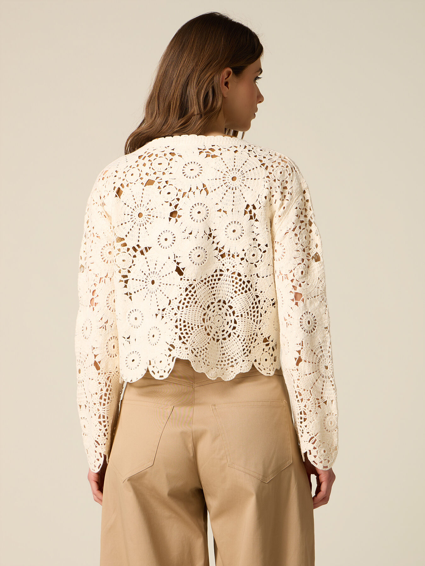 Cardigan corto in crochet image number 1