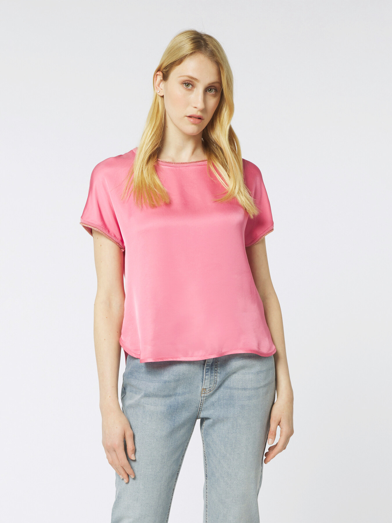 Blusa boxy con bordo lurex image number 0