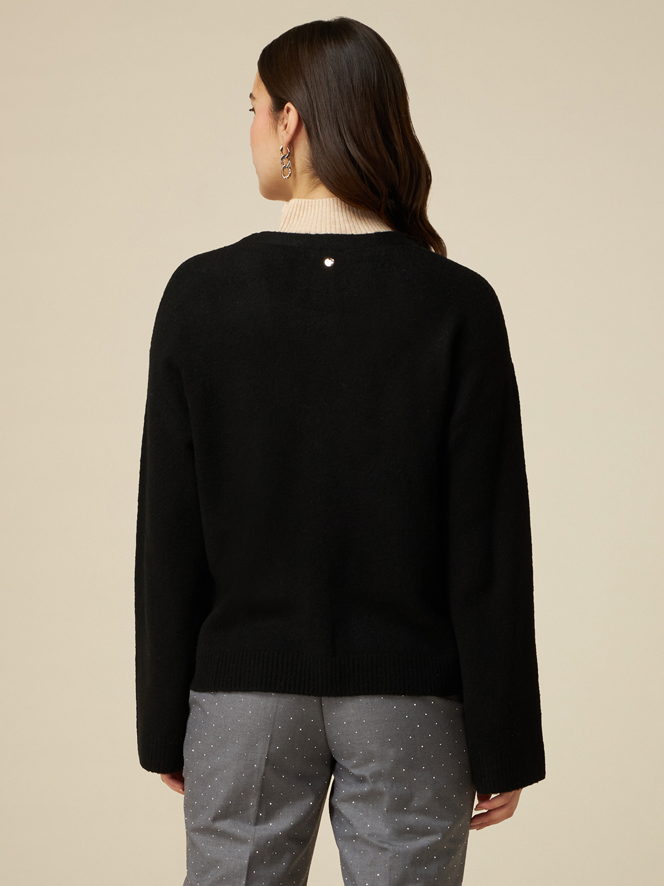 Cardigan misto lana con bottoni gioiello image number 1