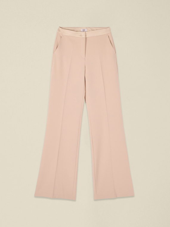 Pantaloni palazzo cu profil din satin