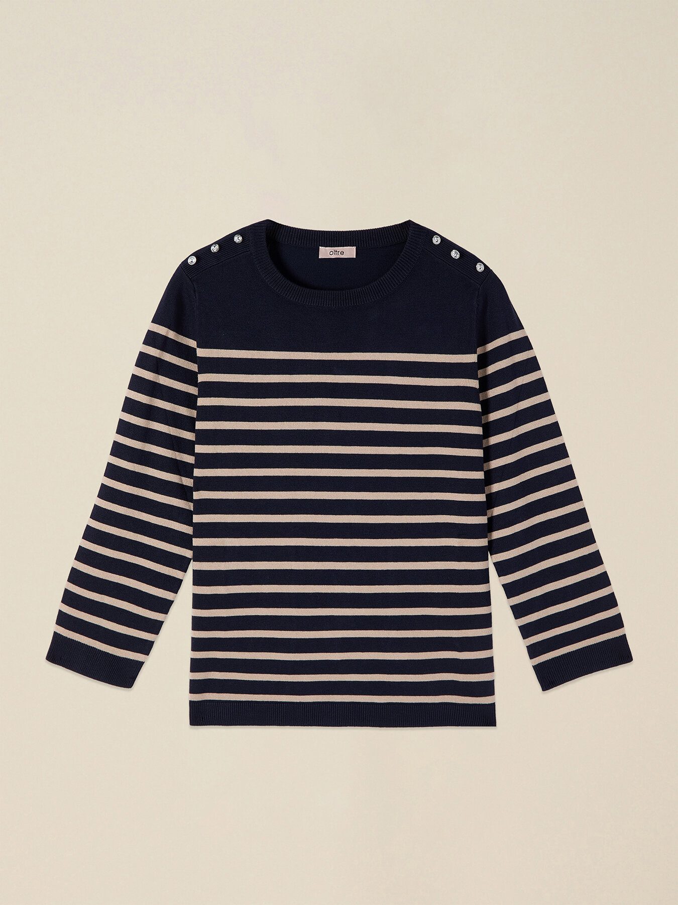 Pull ray&eacute; en m&eacute;lange viscose avec boutons image number 3