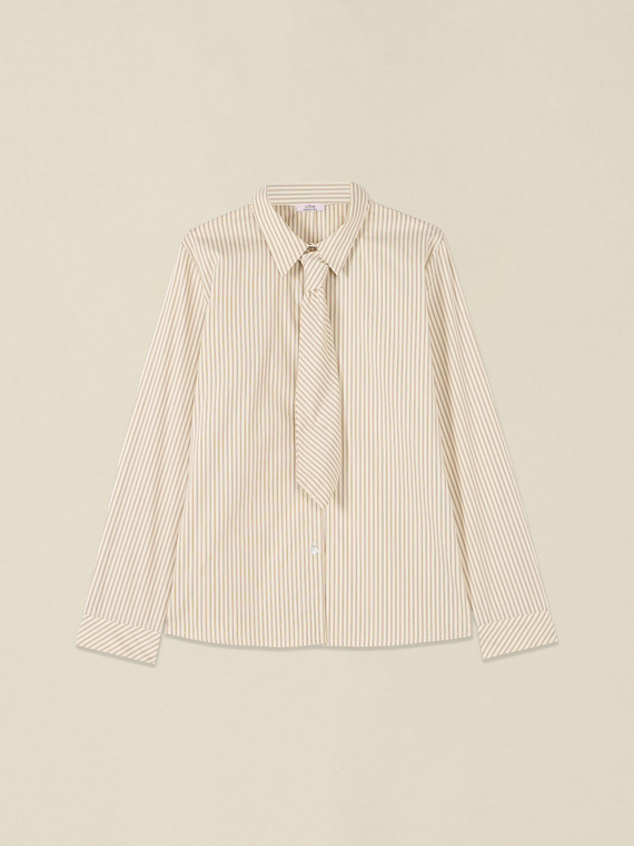 Camicia in cotone a righe con cravatta