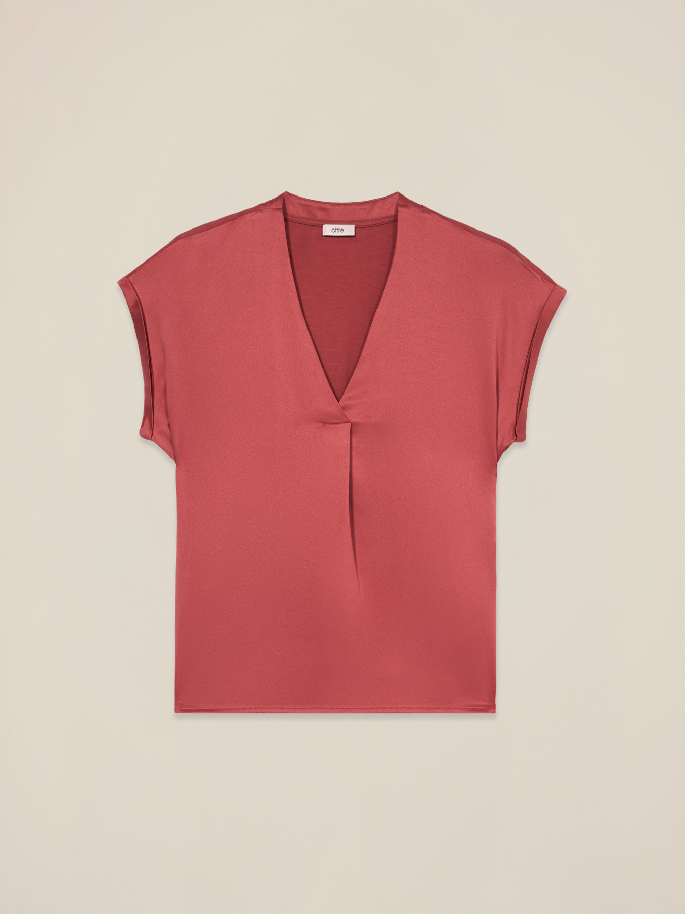 Zweistoffiges T-Shirt mit V-Ausschnitt image number 3